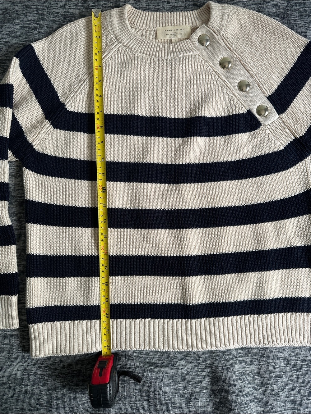Sezane Gary Jumper Sweater Natural/Navy - Size Small - Picture 6 of 7